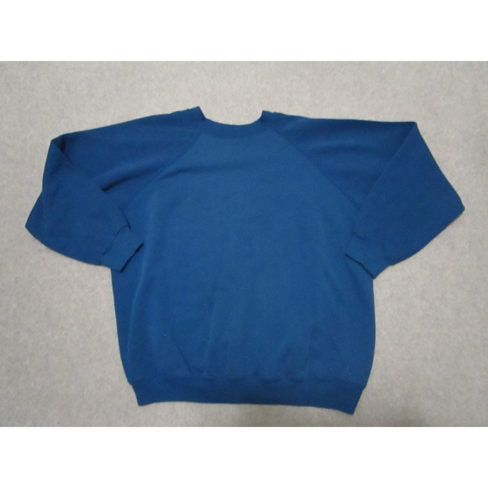 Vintage 90s Sweater Mens Extra Large Blue‎ Blank Raglan Crewneck Hanes USA Made